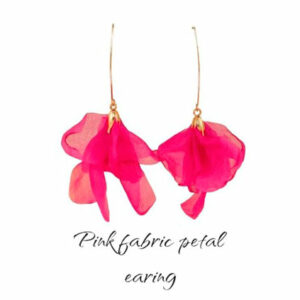 Pink Fabric Petal Earring