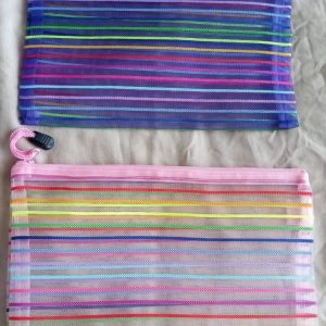 striped pencil bags x 2