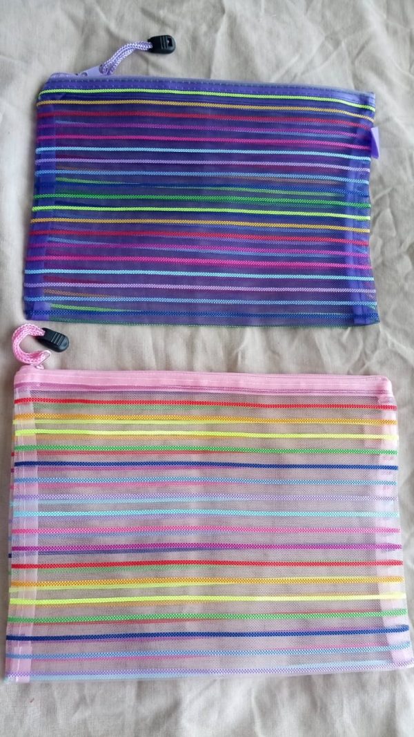 striped pencil bags x 2